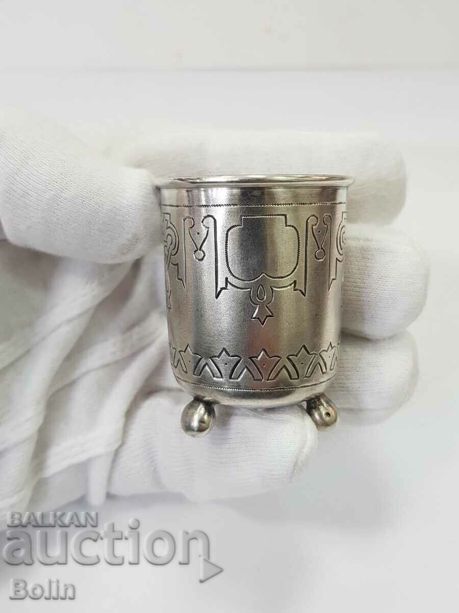 Рядка руска царска сребърна чашка за водка 1887 г.