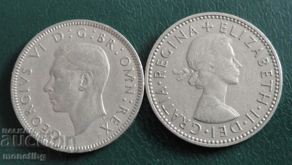 Великобритания 1948-58г. - 1 шилинг (2 броя)