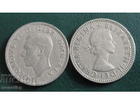 Великобритания 1948-58г. - 1 шилинг (2 броя)