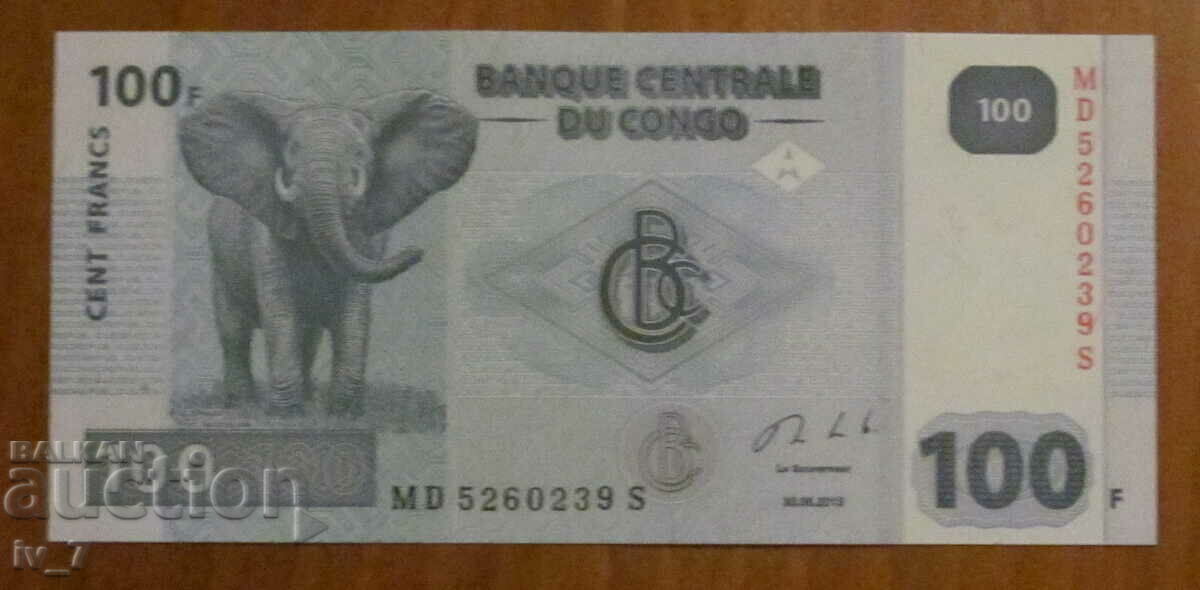 100 FRANC 2013, Republica Democratică Congo - UNC