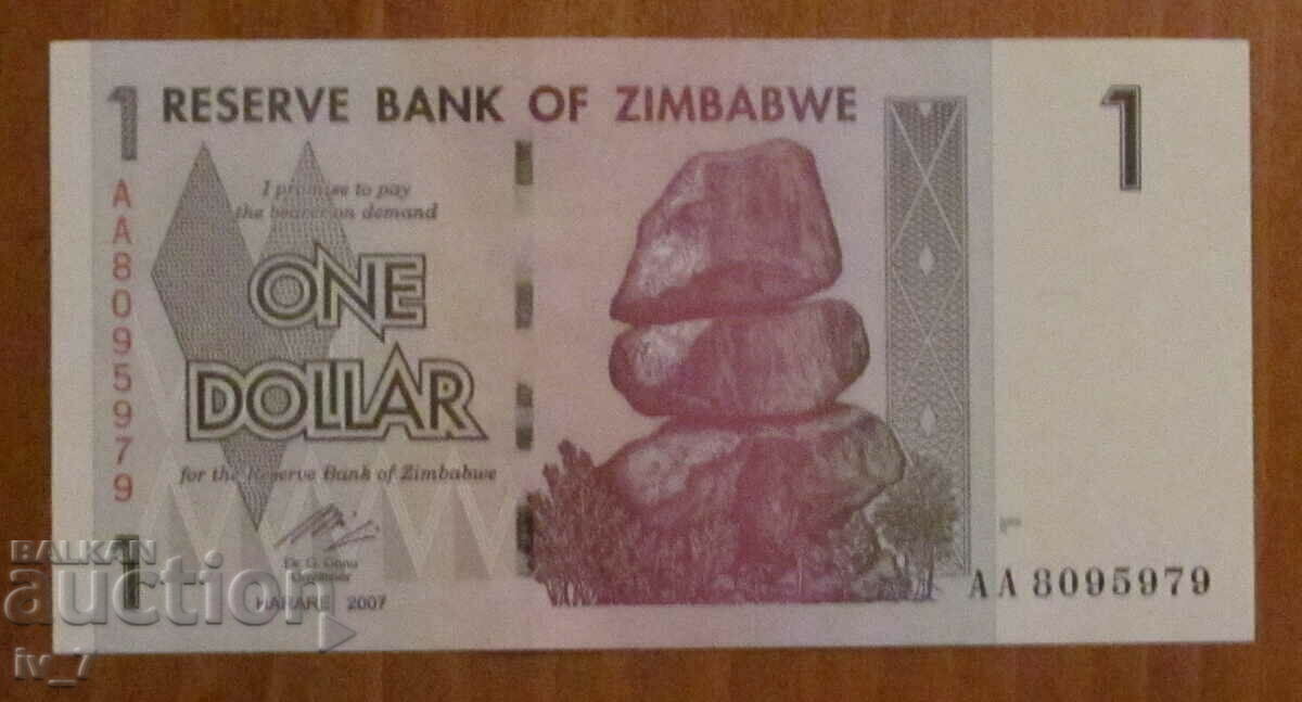 1 DOLLAR 2007 ZIMBABWE - UNC
