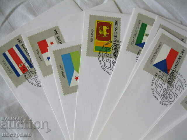 Auction Set of 16 FDC flags UN 1981 - A 1072 Auction Set of 16 FDC flags UN 1981 - A 1072