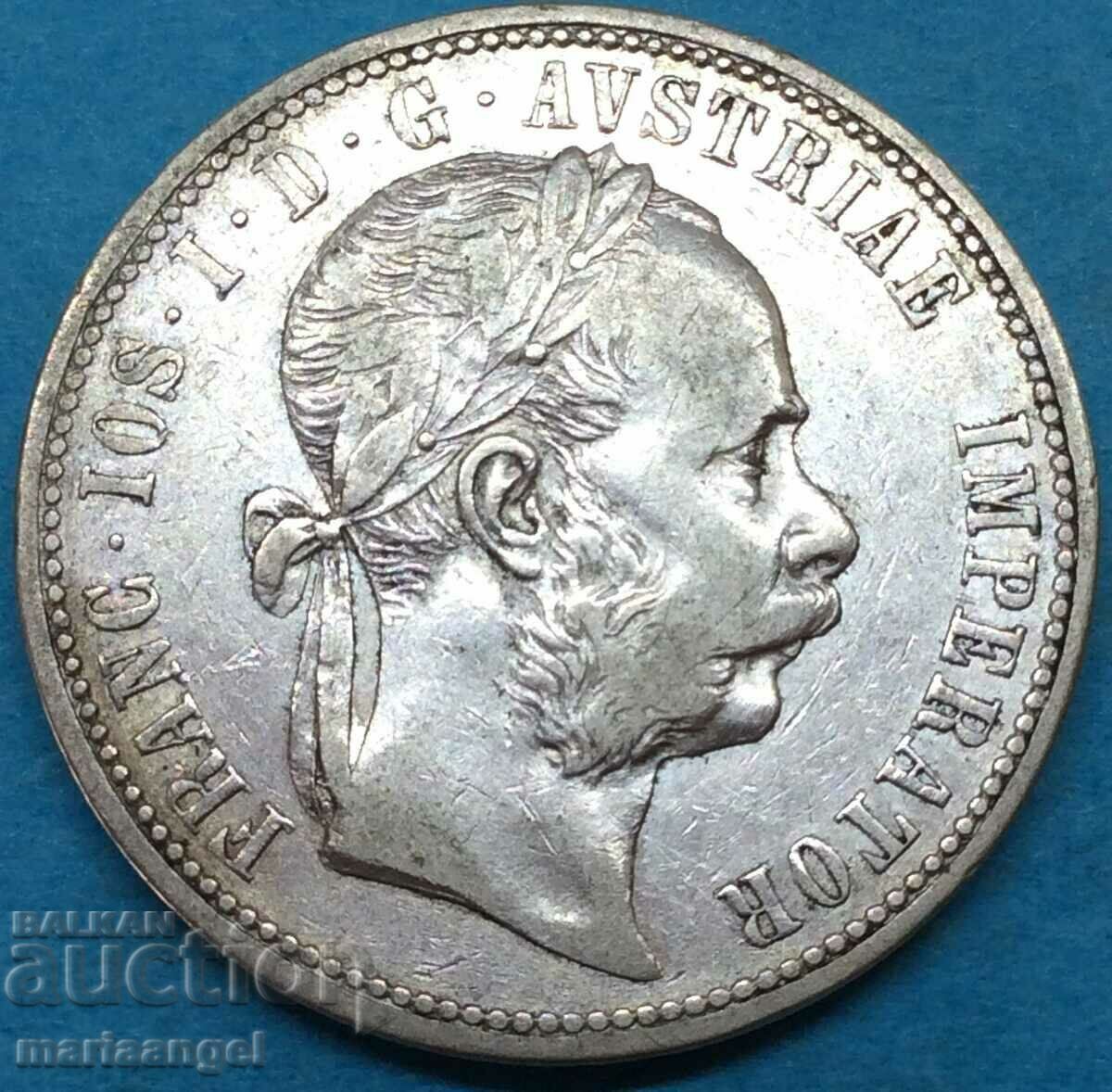 Австрия 1 флорин 1873 Франц Йозеф сребро - рядка и скъпа