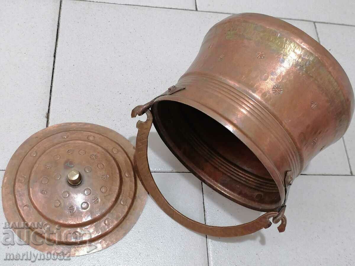 Tinned cauldron with lid, copper cauldron, copper vessel - 5 Tinned cauldron with lid, copper cauldron, copper vessel - 5