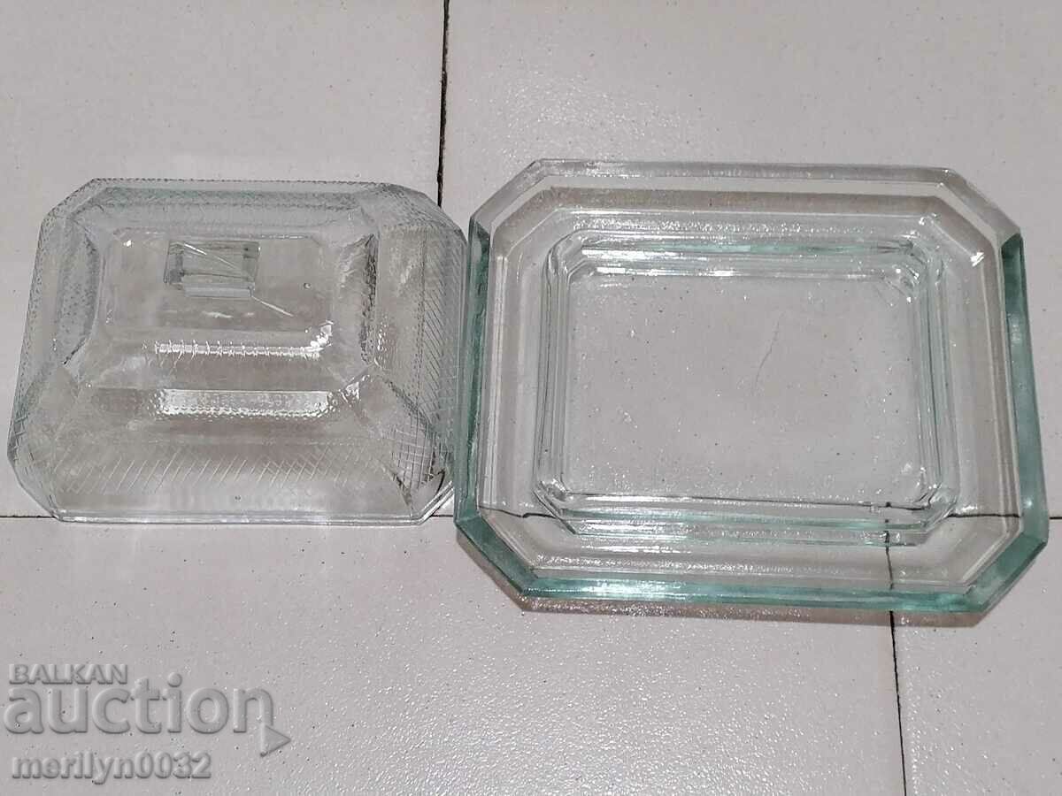 Glass cake butter dish with lid - 7