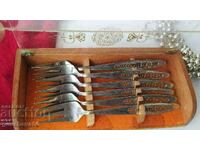 Antique Russian filigree forks in a box