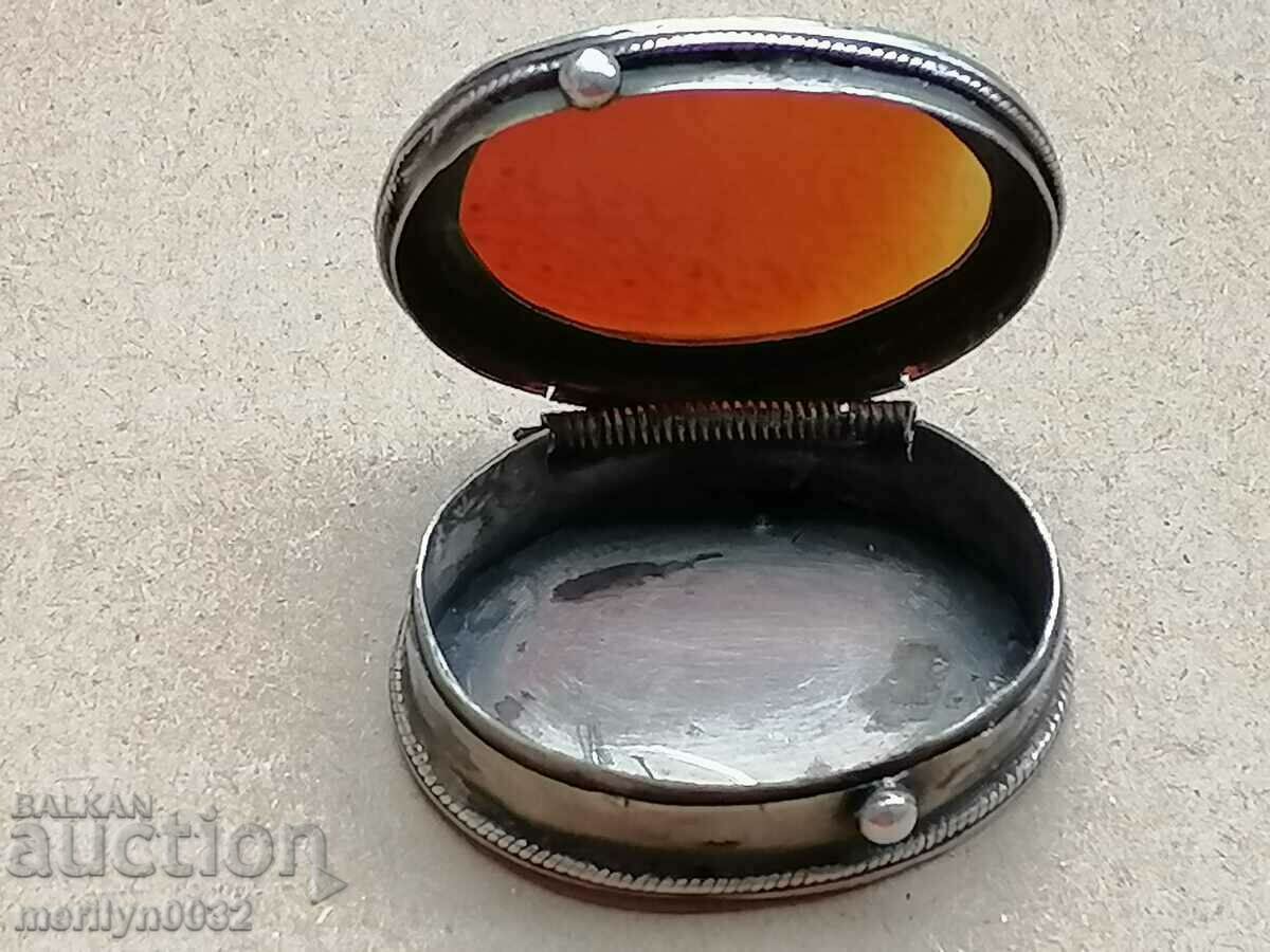 Delivery of Silver box with cornelian gem texts from the Koran ORIGINAL Delivery of Silver box with cornelian gem texts from the Koran ORIGINAL