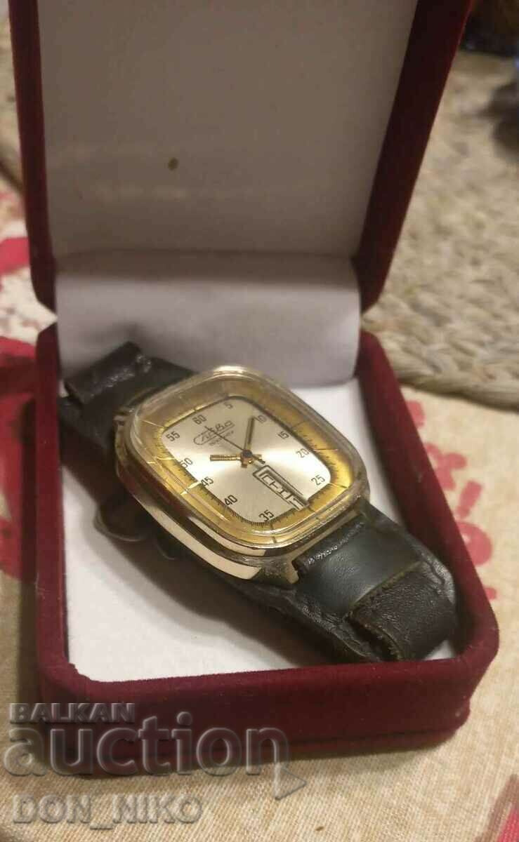 Auction Men's Wristwatch Slava 26 stones Gold plating Auction Men's Wristwatch Slava 26 stones Gold plating