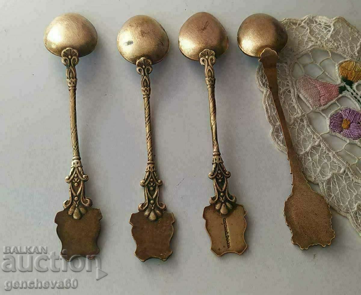 Lot of collectible spoons with enamel and gold plating with price 65.00 BGN | € 33.23 Lot of collectible spoons with enamel and gold plating with price 65.00 BGN | € 33.23