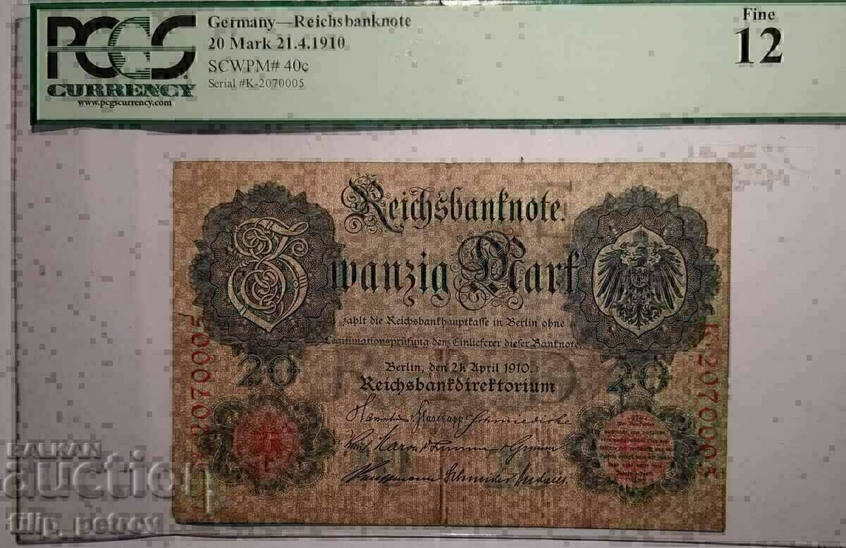 PCGS 12 - Germany, 20 stamps 21.4.1910 (with interesting number