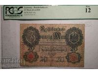 PCGS 12 - Германия, 20 марки 21.4.1910 г. (с интересен номер
