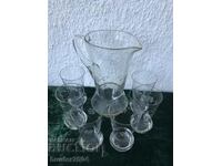 Кана и 6 бр.чаши-гравирани