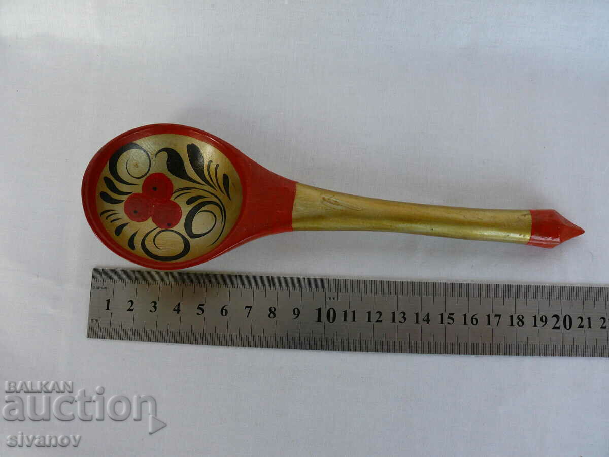 Interesting old painted wooden spoon #2146 - 6 Interesting old painted wooden spoon #2146 - 6