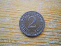 2 pfennig 1924 - Γερμανία ( G ) reichspfennig