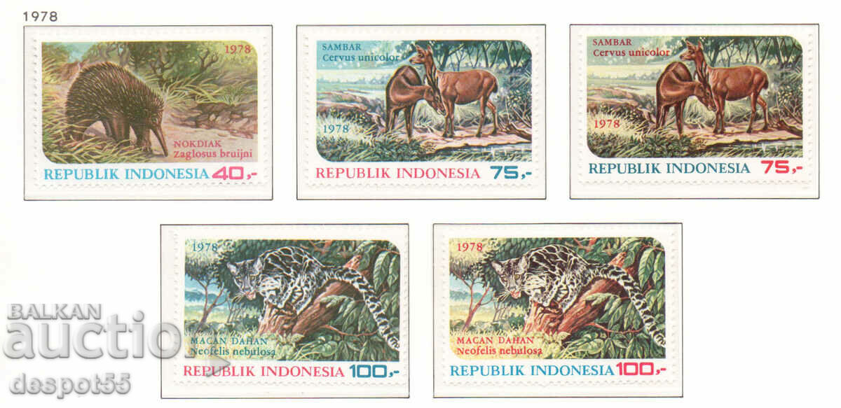 1978. Indonesia. Wildlife - Inscriptions with different colors.