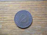 2 pfennig 1925 - Γερμανία ( A ) reichspfennig