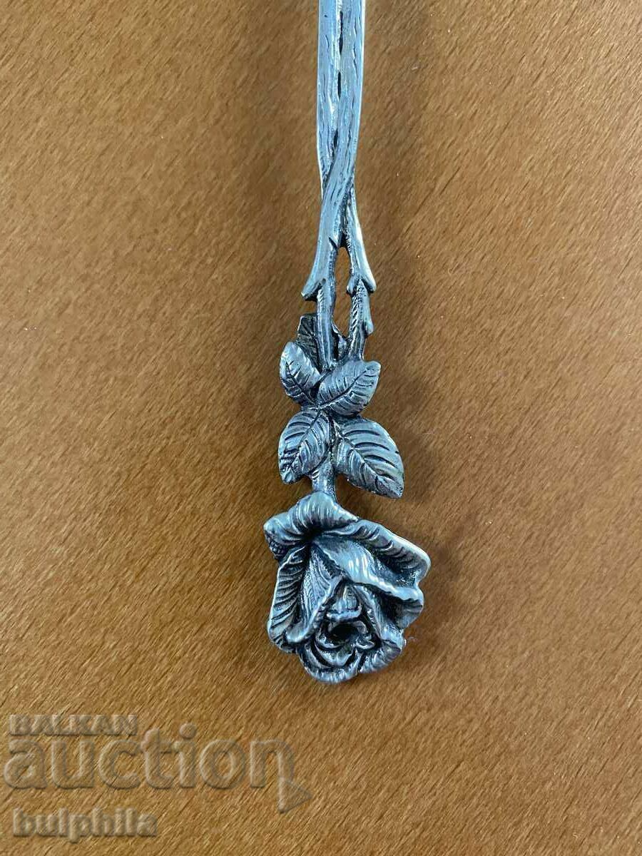 Set de 6 furculite argintii pentru desert si 6 linguri. Aurit. - 6 Set de 6 furculite argintii pentru desert si 6 linguri. Aurit. - 6