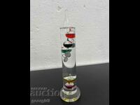Galilean thermometer with colored glass flasks. #4741