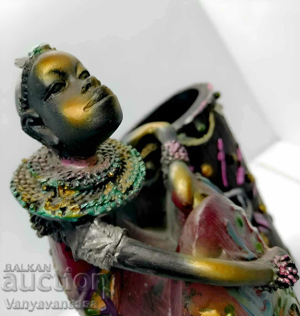 Pencil case in art style African souvenir statuette figurine