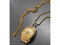 Дамски Часовник Медальон Glashutte Гласхюте Позлатен Позлата