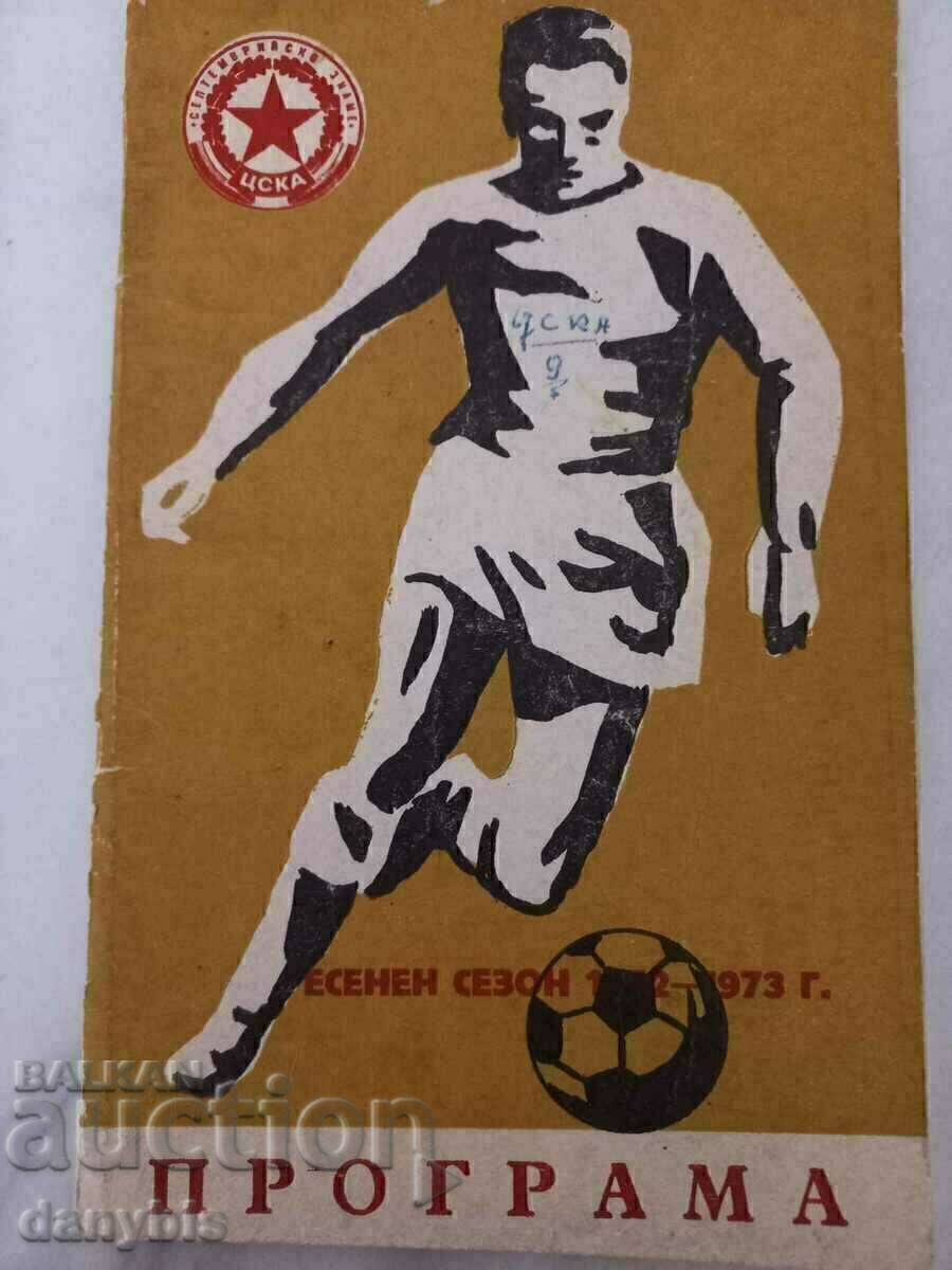 Football program - CSKA - autumn 1972 -73