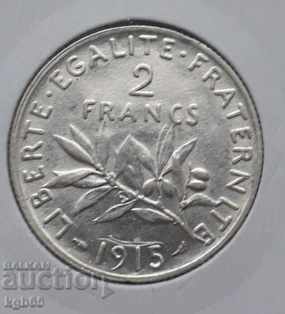 2 φράγκα 1915. Γαλλία.Σούπερ ποιότητα.
