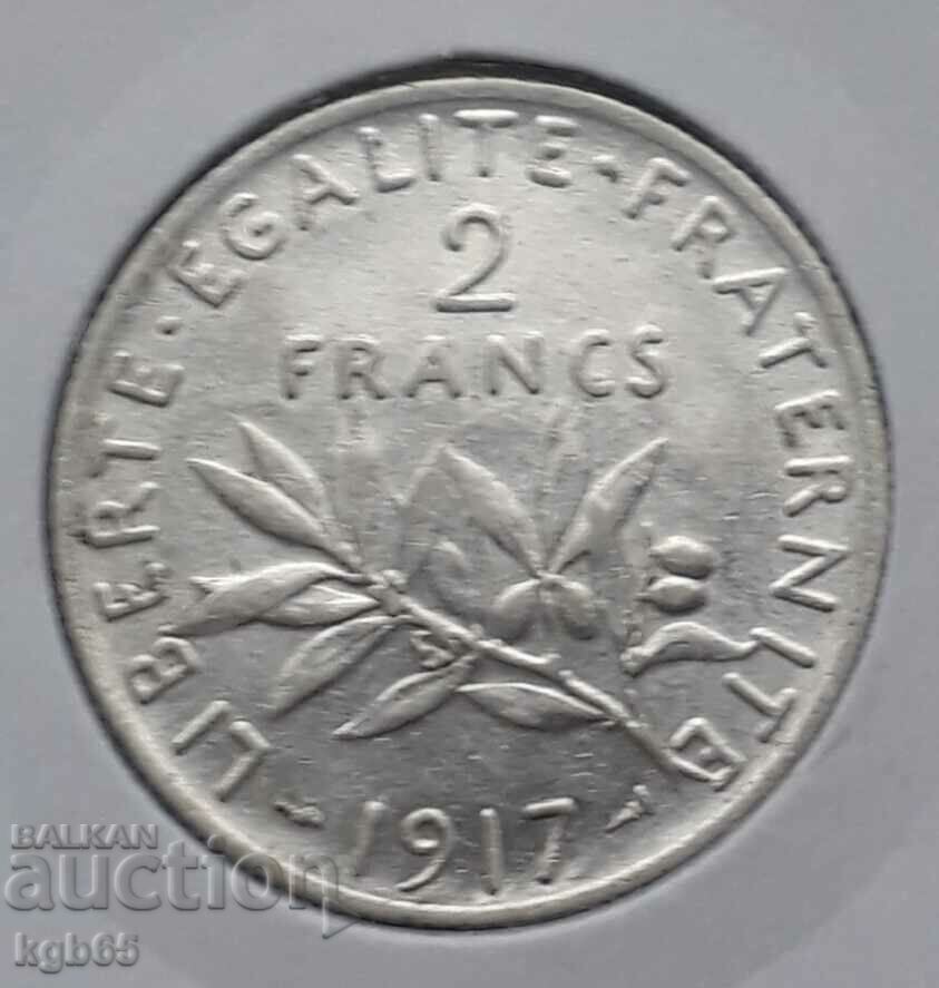2 φράγκα 1917. Γαλλία.Σούπερ ποιότητα.