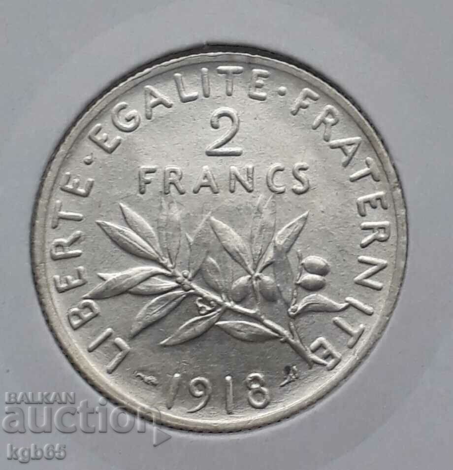 2 φράγκα 1918. Γαλλία.Υπερποιότητα.
