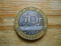 10 φράγκα 1989 - Γαλλία (διμεταλλικό)