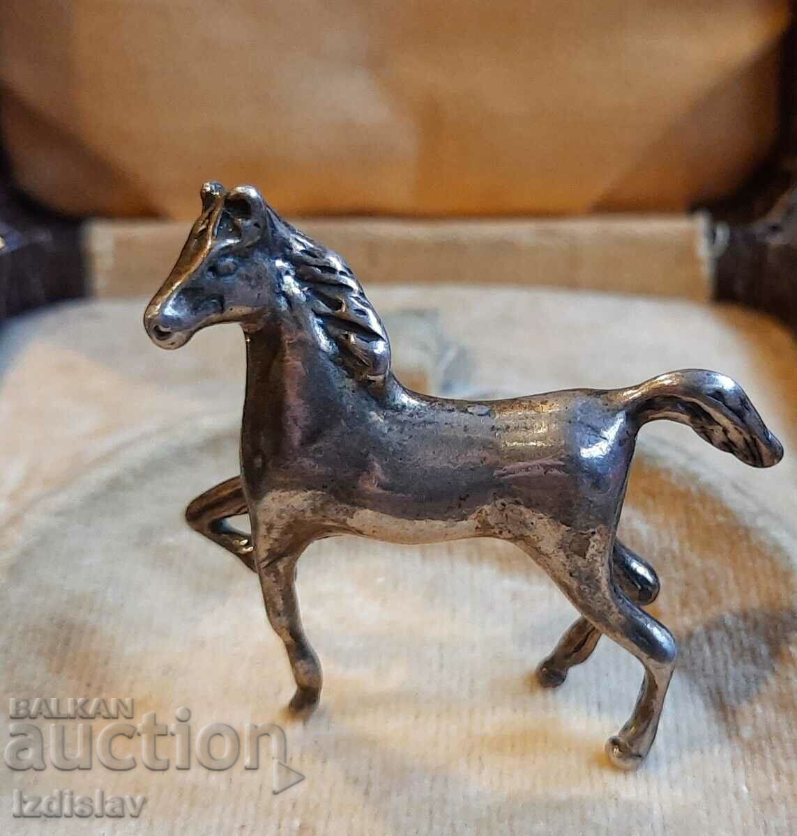 Miniature, silver horse 925