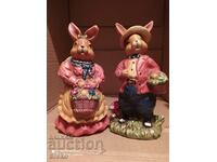 Statuettes, figurines, gardener rabbits