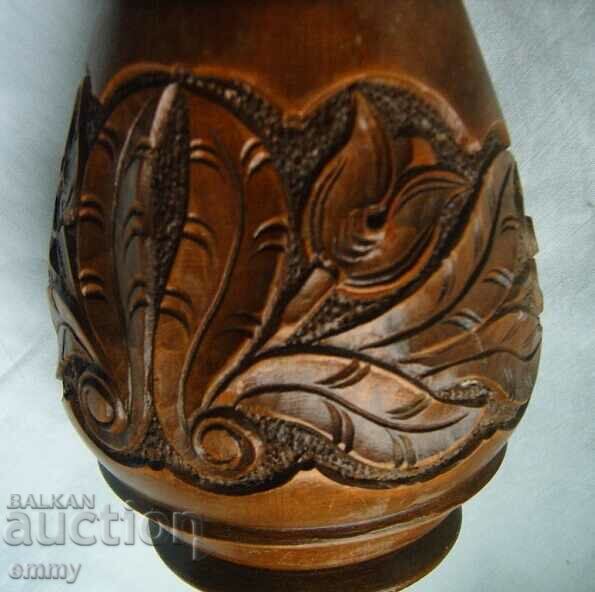 Auction Souvenir - Wooden jug with wood carving Auction Souvenir - Wooden jug with wood carving