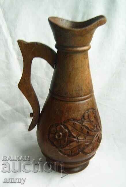 Souvenir - Wooden jug with wood carving