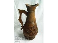 Souvenir - Wooden jug with wood carving