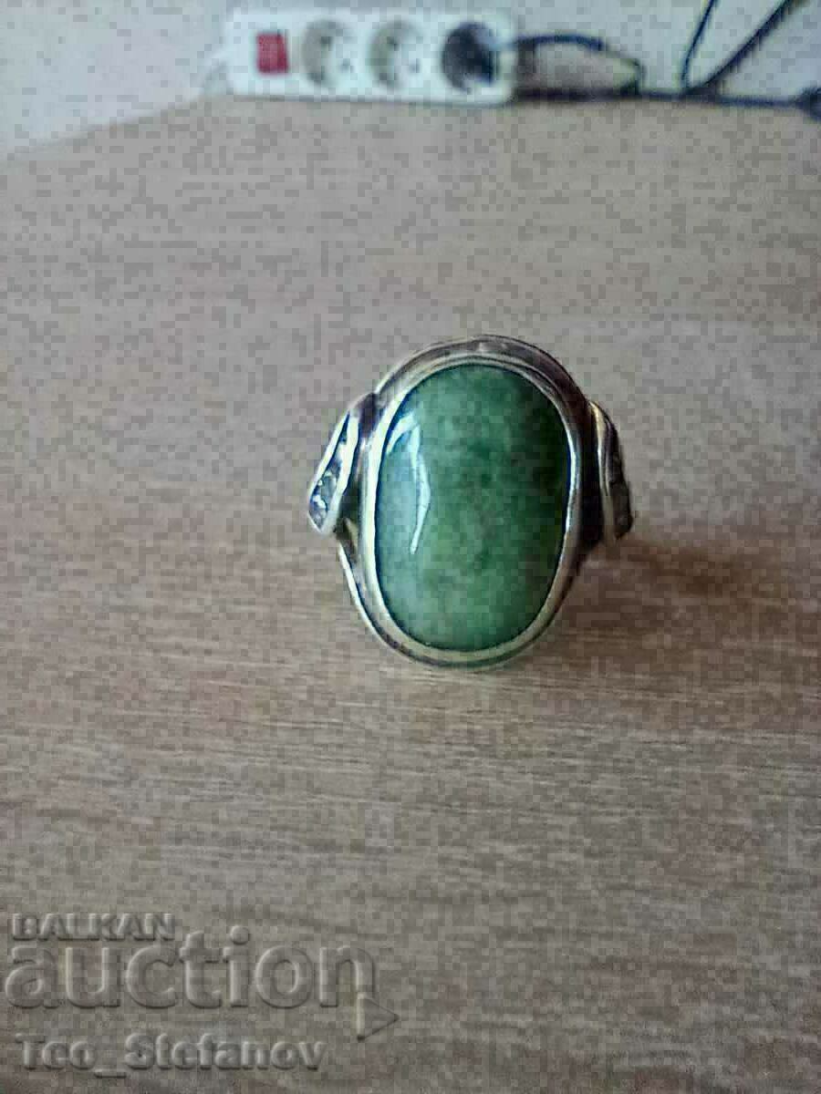 Large silver ring with jade /jadeite/