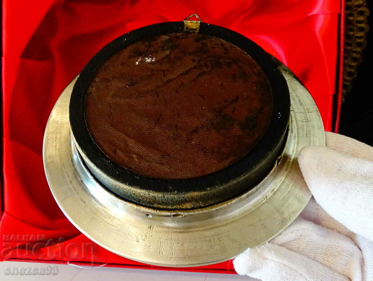 Panel, wall plate, pewter, mother of pearl, Greece. - 5 Panel, wall plate, pewter, mother of pearl, Greece. - 5