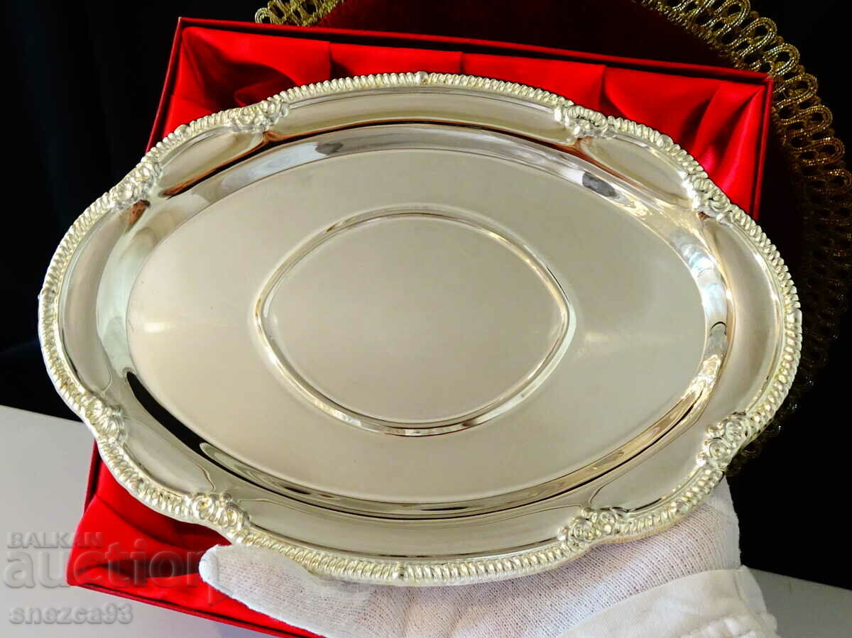 French silver plated tray, plate.
