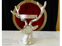 Cap de cerb, suport de lumanare, suport, statuie din cositor.