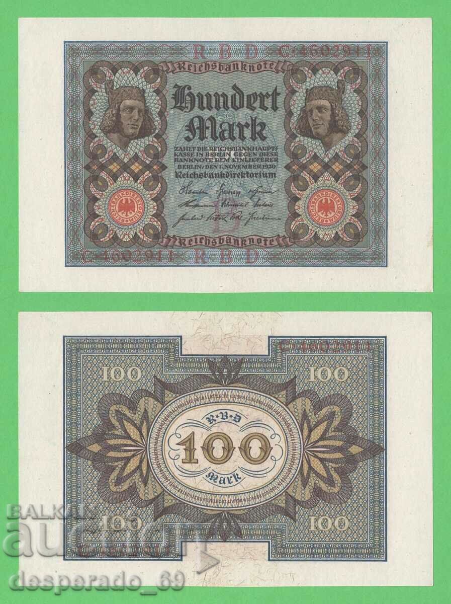 (¯`'•.¸GERMANY 100 marks 1920 (7 digits) UNC¸.•'´¯)