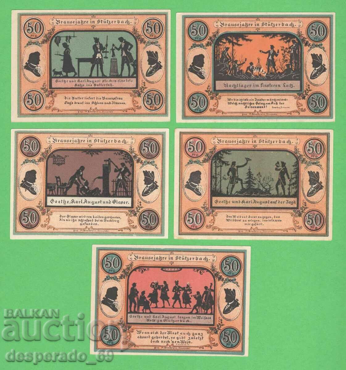 (¯`'•.¸NOTGELD (гр. Stützerbach) 1921 UNC -5 бр.банкноти ´¯)