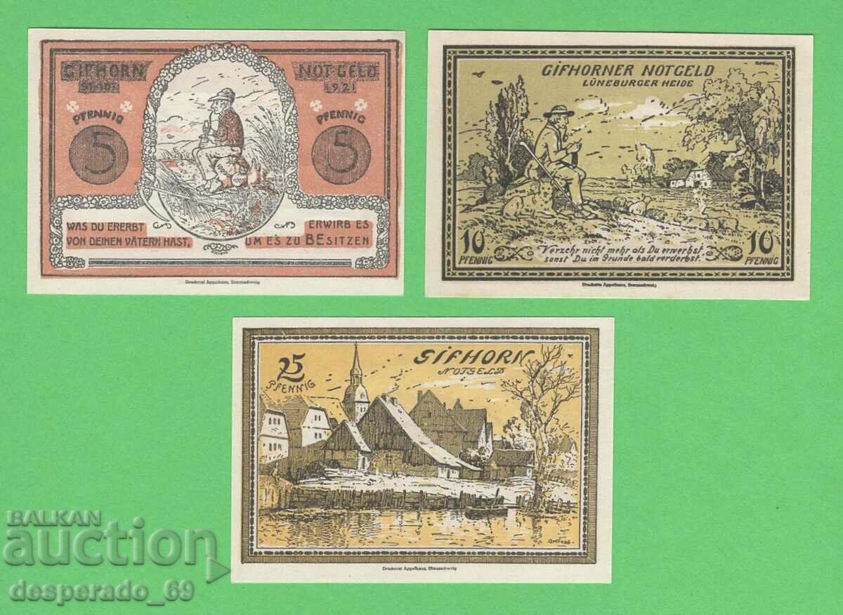 (¯`'•.¸NOTGELD (city of Gifhorn) 1921 UNC -3 pcs. banknotes '´¯)