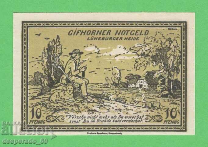 (¯`'•.¸NOTGELD (гр. Gifhorn) 1921 UNC -10 пфенига¸.•'´¯)