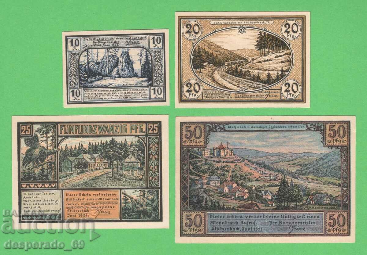 (¯`'•.¸NOTGELD (πόλη Stützerbach) 1921 UNC -4 τεμ. τραπεζογραμμάτια ´¯) με τιμή 9.80 BGN | € 5.01