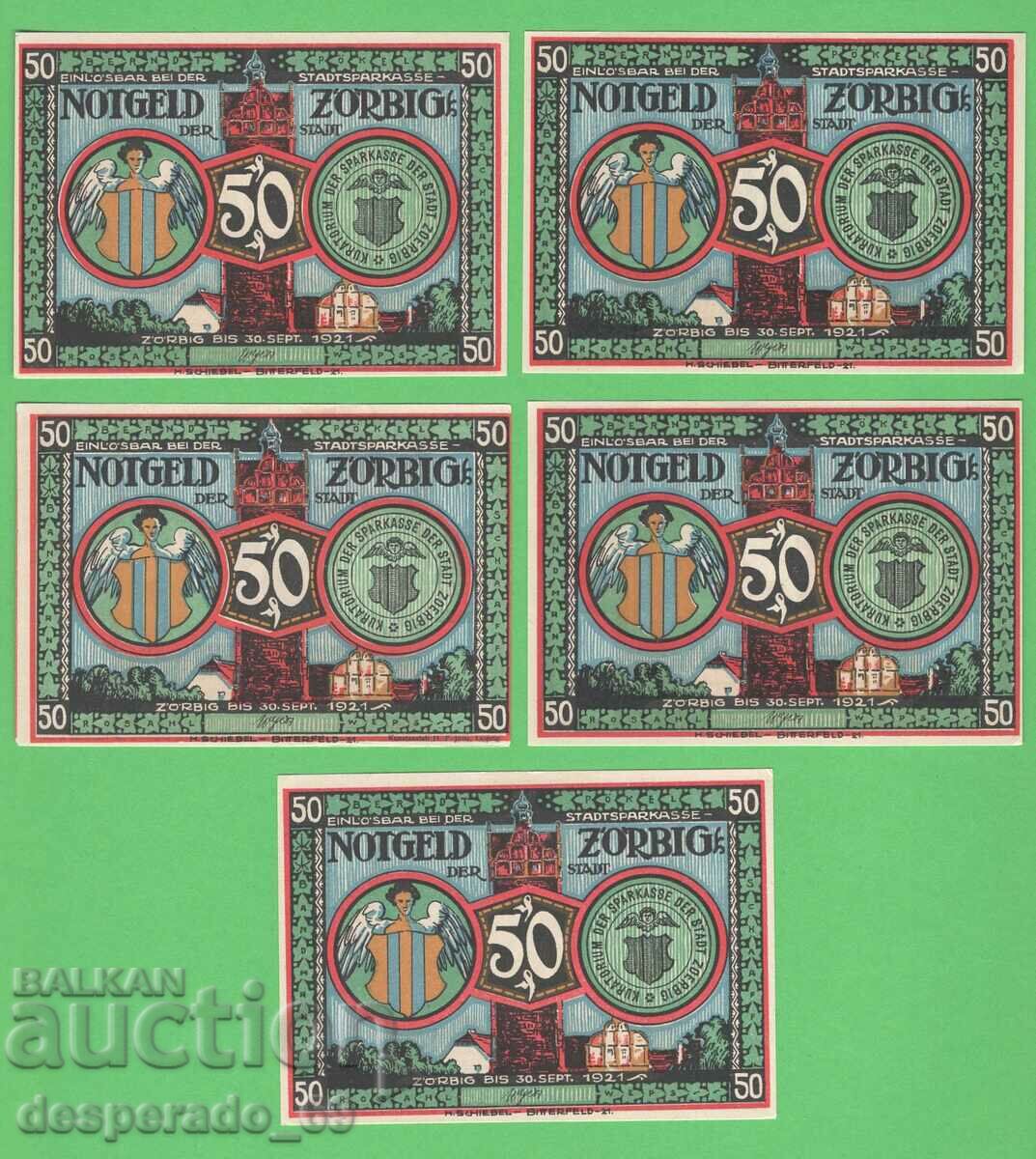 (¯`'•.¸NOTGELD (city Zorbig) 1921 UNC -5 pcs. banknotes¸.•'´¯) with price 15.00 BGN | € 7.67 (¯`'•.¸NOTGELD (city Zorbig) 1921 UNC -5 pcs. banknotes¸.•'´¯) with price 15.00 BGN | € 7.67