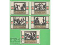 (¯`'•.¸NOTGELD (orașul Zorbig) 1921 UNC -5 buc. bancnote¸.•'´¯)