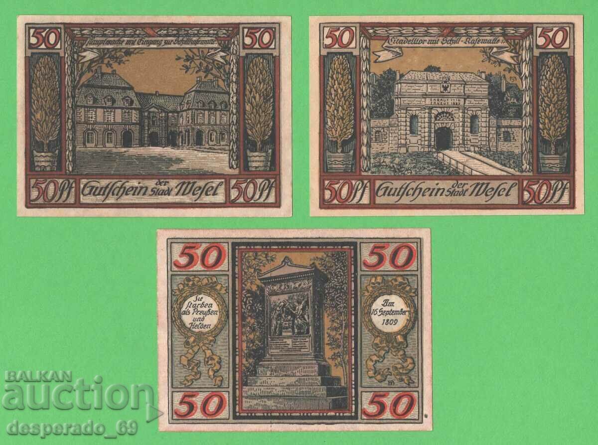 (¯`'•.¸NOTGELD (orașul Wesel) 1921 UNC -3 buc. bancnote¸.•'´¯)