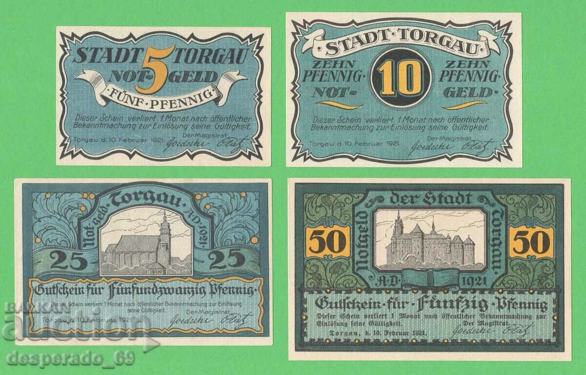 (¯`'•.¸NOTGELD (πόλη του Torgau) 1921 UNC -4 τεμ. τραπεζογραμμάτια¸.•'´¯) με τιμή 10.00 BGN | € 5.11