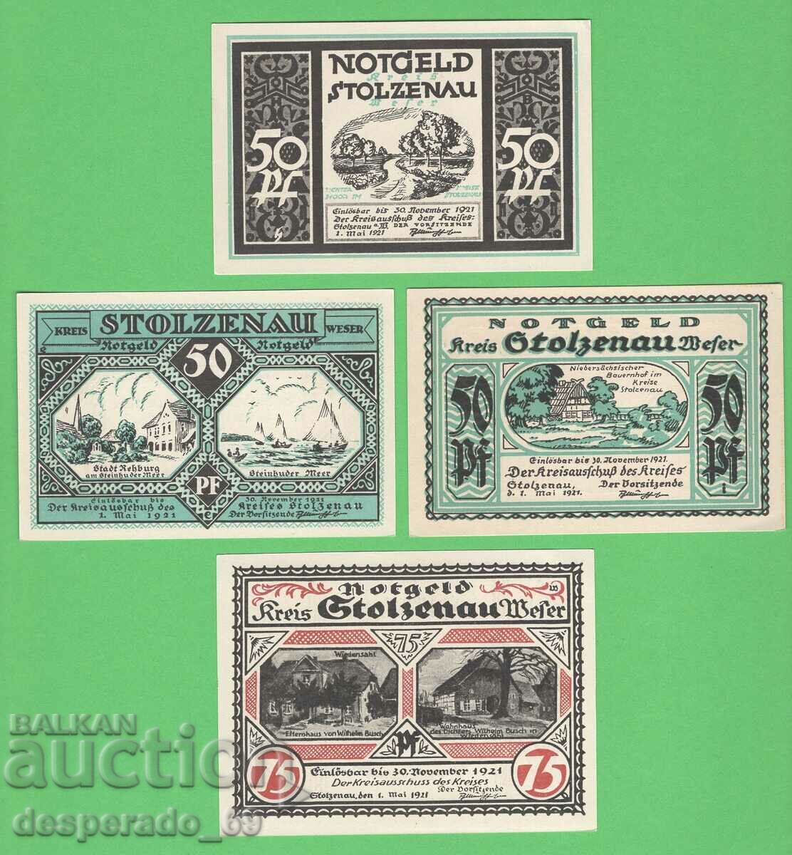 (¯`'•.¸NOTGELD (πόλη Stolzenau) 1921 UNC -4 τεμ. τραπεζογραμμάτια '´¯)