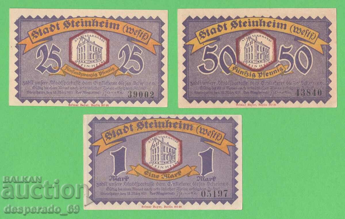 (¯`'•.¸NOTGELD (town of Steinheim) 1921 UNC -3 pcs. banknotes •'´¯) with price 9.00 BGN | € 4.60 (¯`'•.¸NOTGELD (town of Steinheim) 1921 UNC -3 pcs. banknotes •'´¯) with price 9.00 BGN | € 4.60