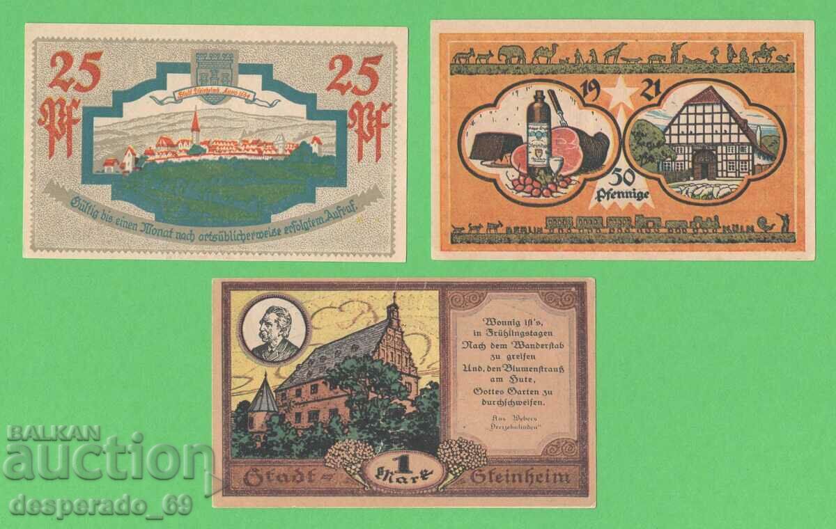 (¯`'•.¸NOTGELD (town of Steinheim) 1921 UNC -3 pcs. banknotes •'´¯)